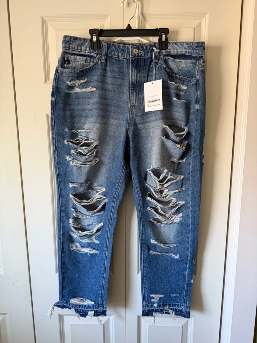 KanCan Medium Blue Distressed High-Rise Jeans